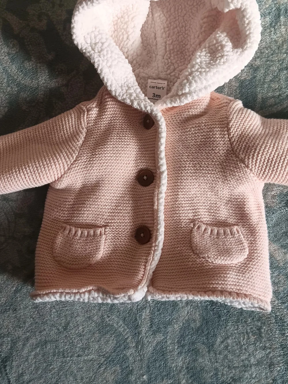Carter's Baby Plush-Lined Hooded Knit Jacket - Blush Pink